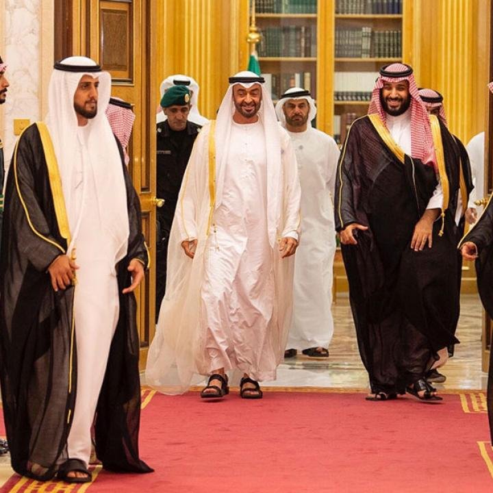 Gulf Deterrence Against Iran Requires Saudi-UAE Thaw Saudi and UAE leaders walk together on a red carpet as a Saudi UAE Iran strategy builds collective Gulf deterrence.