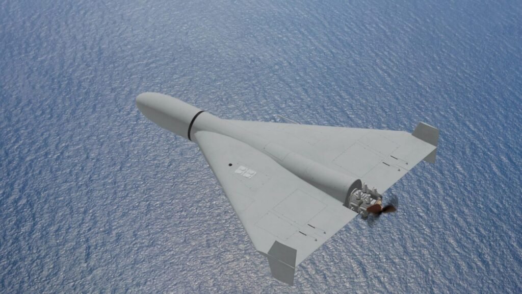 US Offset Strategy Fails in New Era of Drone Warfare A Shahed combat drone flies over the sea as the US Offset Strategy fails in a new era of drone warfare.