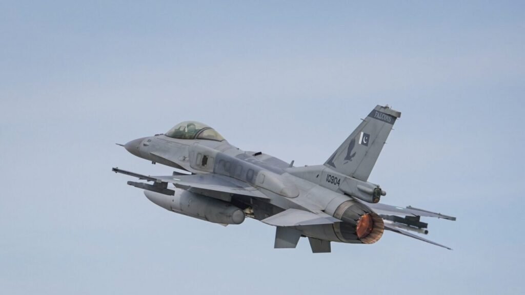 Iran War Winners: Indispensable, Not Necessarily Permanent A Pakistani F-16 fighter jet takes off from Konya Airport during the Anatolian Eagle exercise, its afterburner glowing against a pale sky, symbolizing Pakistan's place among the Iran War Winners—indispensable but not necessarily permanent.