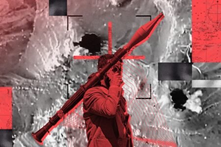 A stylized red collage of a fighter with an RPG launcher, representing the Yemen Counteroffensive and the stamina it requires.