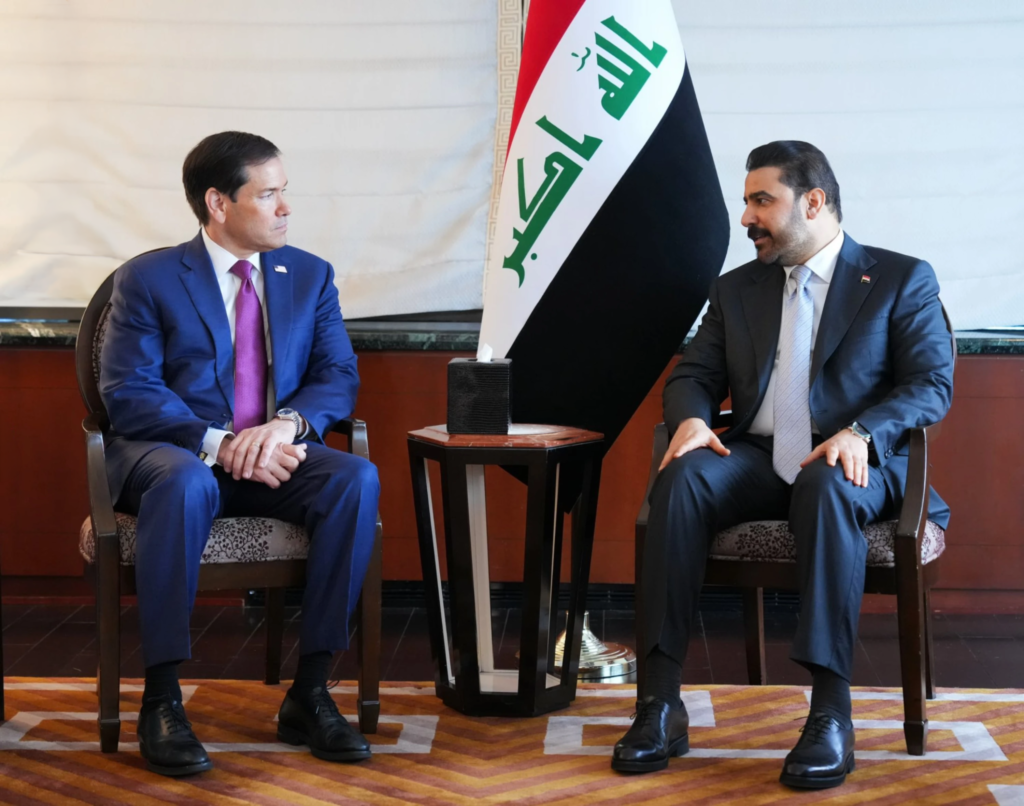 Iraqi PM Ali al-Zaidi meets with U.S. Secretary of State Marco Rubio at the UN, highlighting the strategic role of Iraq leverage.